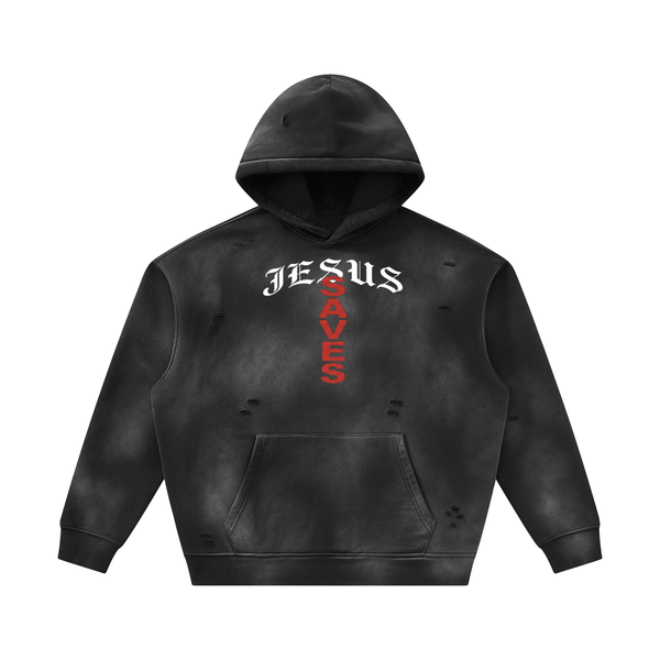 Unisex Sunfade Frayed Fleece Hoodie