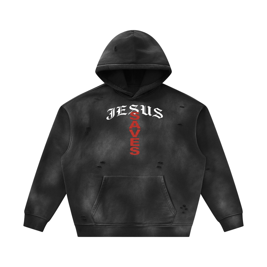 Unisex Sunfade Frayed Fleece Hoodie
