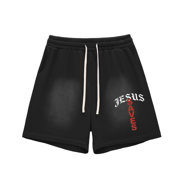 Sun Fade Raw Edge Cotton Shorts